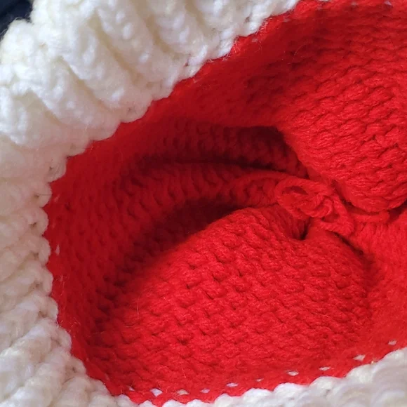 Handmade, crocheted, beanie, red & white , unisex, hat, one size fits most - Picture 4 of 6